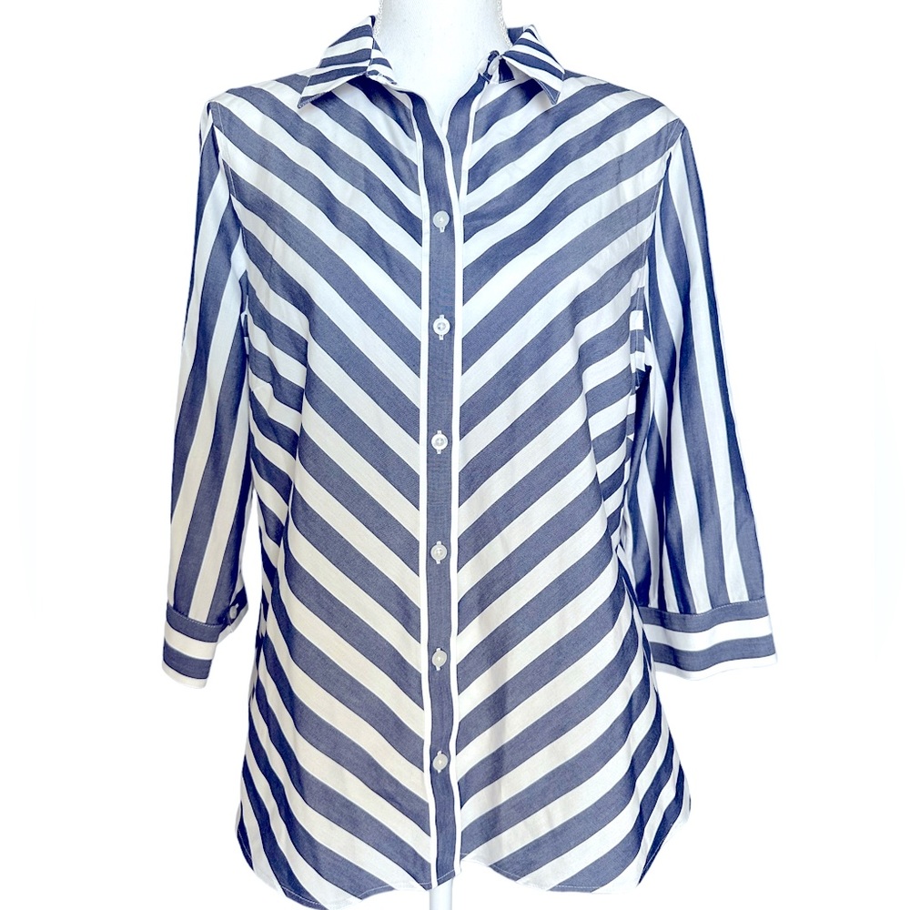 Chico's Striped Button Down Shirt - Size 2/US L
